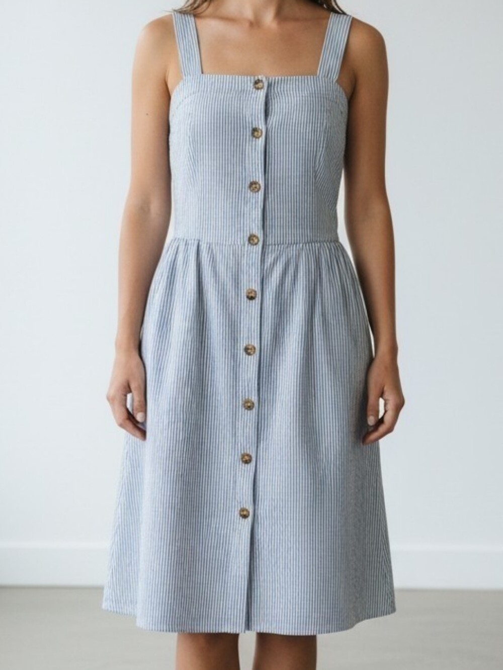 J. Crew Striped Blue & White Button-Front Mini Dress S